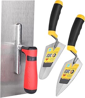 Outils de maçonnerie, lot de 3 truelles avec poignée avec repose-main souple | Matériau de construction pour réparation, construction, sol, plâtre, revêtement de maçonnerie