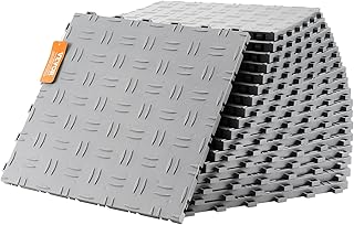VEVOR Dalles de garage emboîtables, lot de 50, carrelage PP de revêtement de sol garage, 305 x 305 x 13,4 mm, texture double face antidérapante, pour garages, sous-sols, ateliers de réparation, argent