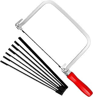 Set de Scie à Découper avec 7 Lames (14/18/24 Dents) et Arc Rotatif à 360 Degrés Poignée Bois Lames Triées Coupes Précises Scie Fine pour Travaux sur Bois