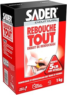 Bostik Sader Rebouche Tout – Enduit de Rebouchage Intérieur – Tous Supports – Rebouchage et Égalisation de Trous et Fissures Jusqu’à 1 cm – Joint Plaque de Plâtre – 1 carton de 1kg – Format Poudre