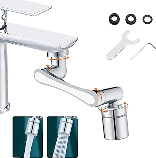 Ibergrif Embout Robinet Pivotant 1440° – Mousseur Robinet 2 Jets avec Adaptateur 20/22/24 mm pour Cuisine ou Salle de Bain, M91006