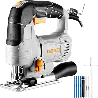 Scie Sauteuse Electrique: DEKOPRO 550w Scie Sauteuse Électrique Machine a Découper le Bois Avec Lumière Led 800-3000 SPM Vitesse Variable 4 Réglages Orbitaux ±45°Lames De Coupe en Biseau