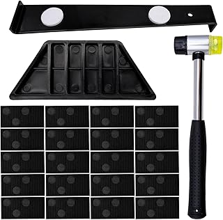 23 Pièces Kit Pose Parquet Stratifié, Outil Installation Sol Flottant avec 20 Cales, Barre de Traction, Marteau Double Tête et Cale de Frappe, Compatible Parquet Flottant