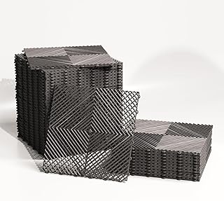 Lot de 25 Dalles Clipsables Sol Garage, Terrasse, Salle de Sport (4 m²) Dalles PVC 40x40 cm Ultra Résistantes – Surface Antidérapante, Drainante – Faciles à Installer. Intérieur/Extérieur (Gris Foncé)