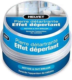 HELVET Pierre Blanche de Nettoyage – Spécial Salle de Bain – Détartre facilement la Douche et offre un effet Déperlant