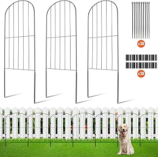 VEVOR Clôture de Jardin en Métal 61x33cm Clôture de Jardin Lot de 10 sans Creusage Barrière pour Animaux Espacement de Pointes 5,08cm Métallique Décorative pour Chien Cour Terrasse Extérieur Noir