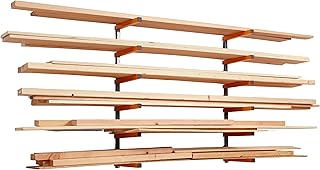 BORA PBR-001 Organiseur en bois et étagère de rangement en métal avec support mural à 6 niveaux – Utilisation en intérieur et en extérieur – Orange