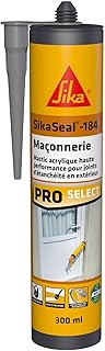 SIKA - Mastic acrylique haute performance - SikaSeal-184 Maçonnerie gris béton - Réparation de fissures - Joints d’étanchéité - Extérieur/intérieur - 300 ml