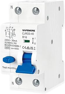 Disjoncteur Différentiel RCBO 16A 1P+N - Type A 30mA Courbe B - Protection 6kA - Interrupteur FI Électromagnétique - Interrupteur Différentiel Haute Sensibilité B16- Pour Circuit