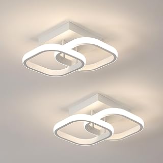 Comely Lot de 2 Plafonniers LED Modernes, 24W 2700LM Petit Plafonnier LED Carré Luminaires Intérieur pour Chambre Salon Allée Couloir Balcon, Lumière Naturelle 4500K, Blanc 24cm