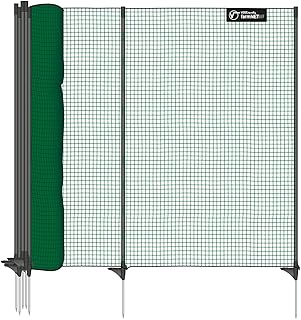 VOSS.farming clôture Classic Non électrifiable, 25 m x 90 cm, 15 piquets, 1 Pointe Filet pour Animaux, clôture Mobile de Jardin et Cour