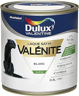 Dulux Valentine Peinture Laque Valénite Glycéro multisupport intérieur-extérieur – Grande résistance pour boiseries et ferronneries - aspect Satin Blanc 0,5L