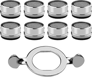 Lot De 8 Régulateurs De Jet M24, Aérateur De Robinet, Filtre De Robinet Avec Filtre En Acier Inoxydable Et ABS Avec 8 Joints Et 1 Clé Chromée, Aérateur Économiseur D