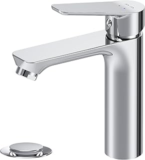 AM.PM – Robinet Salle Bain Hit FTA82200, Mitigeur Lavabo Monocommande en Laiton avec Bonde de Vidage, Robinet Lave-Main Chromé
