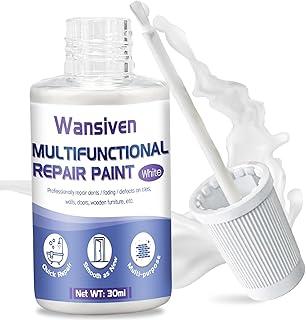 Wansiven Peinture de réparation émail, peinture murale, peinture pour baignoire Répare les petits défauts, Convient aux baignoires, meubles, murs, placards, portes et fenêtres métalliques 30 ml blanc
