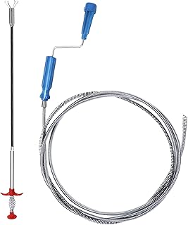 Redamancy Lot de 2 Furet Déboucheur Canalisation Professionnel 3m & 0,6m à 4 Griffes, Déboucheur Canalisation Plomberie, Spirale de Nettoyage de Canalisations, Pour WC, Évier, Canalisation