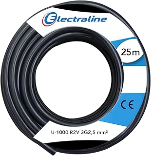 Electraline 20218288D Couronne U-1000 R2V 3x2,5mm², 25 mètres, Noir