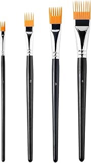 Grainer Pinceau Ensemble, 4 Pièces Pinceau Peigne Ensemble, Artiste Plat Peigne Pinceaux pour Peinture Acrylique Huile Aquarelle, Multi Usages Grainer Texture Peinture Pinceaux Dessin Outil