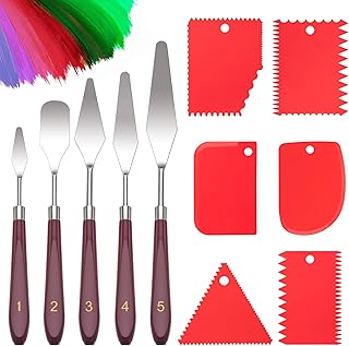 11 pièces Couteau Peinture,Spatule Peinture,5 Couteaux de Palette, 6 Couteaux à Racler pour Acrylique