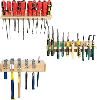 Nisorpa Support pour outils mural - Support en bois pour tournevis et outils - Lot de 3 plateaux pour garage